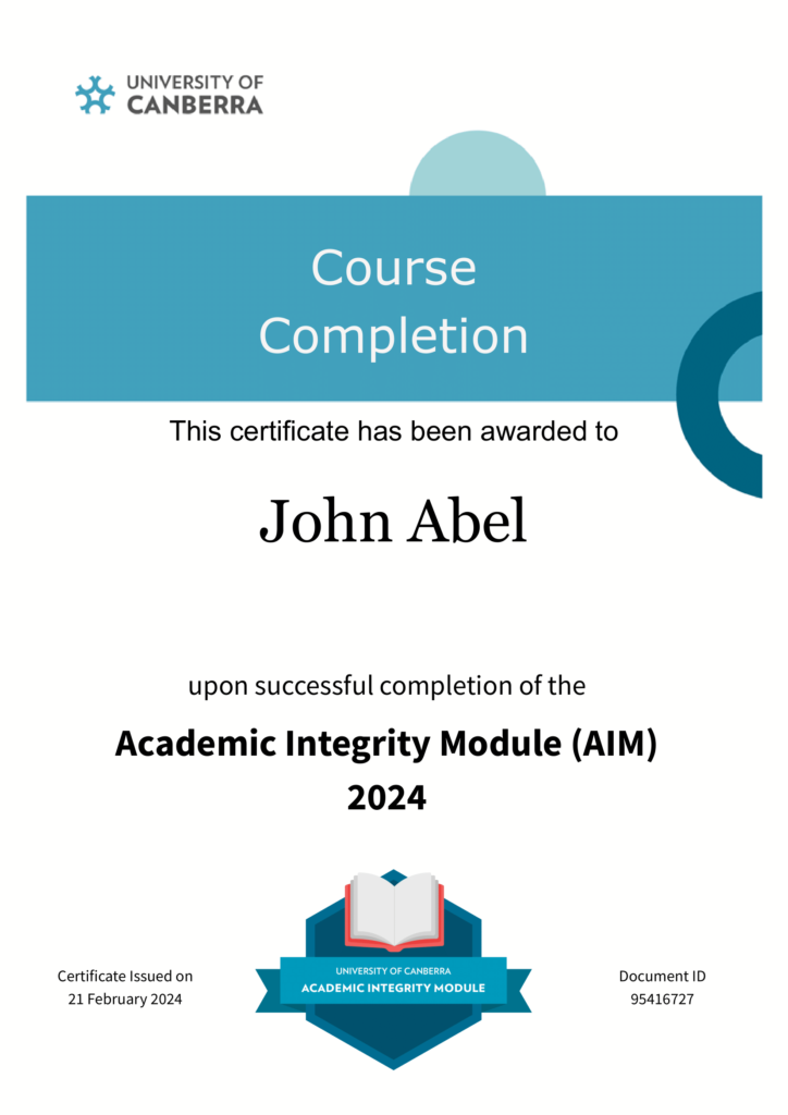 Academic Integrity Module (AIM) 2024